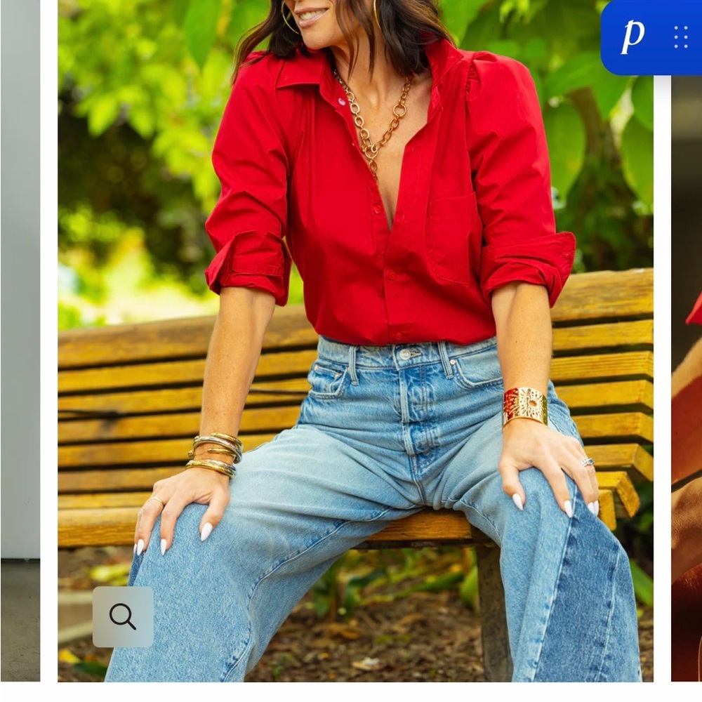 Elegant Red Button Down Shirt for Women, "daisy", by kmj